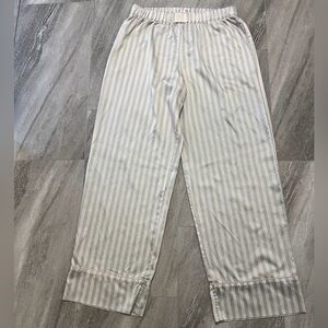 Victoria’s Secret wide leg Satin Sleep Pants  Pale Pink striped With Light Green